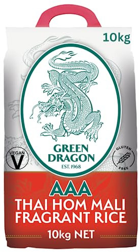 Green Dragon Thai Fragrant Jasmine Rice 10KG | Thai Hom Mali | AAA | Premium Rice | White Rice | Chinese Ingredients | Chinese Asian Cooking | 10KG