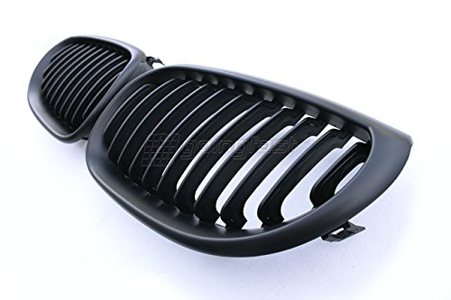 Kühler- Sport- Front- Rippen- Grill Schwarz Matt Eintragungsfrei Set Passend für BMW 5er E60 E61 03-10