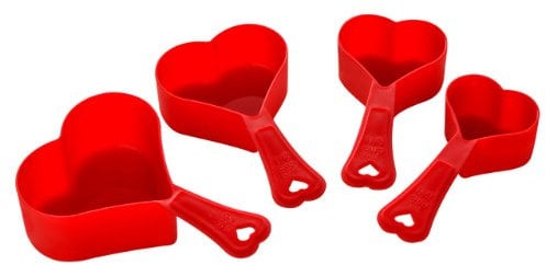 Beautiful Heart Measuring Cups Available in Set of 4 Made of Red PP