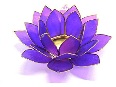 Superbe Grand Violet 7ème Chakra Fleur de Lotus Bougie chauffe-plat