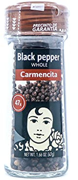 Carmencita Pimienta Negra en grano, Tarro de Cristal con Dosificador 47g