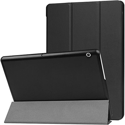 Simpeak Funda Compatible con Huawei Mediapad T3 10, Funda Compatible con Huawei Mediapad T3 10 Carcasa Multi-Angulo Cubierta Folio con el Soporte/Reposo Automatico de Despertador (9.6 Pulgadas),Negro