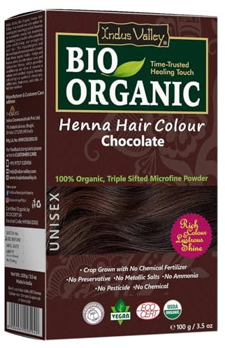 Henna Hair Dye Colour Chocolate 100% Pure Organic Chemical Free Herbal Powder 100g (1 Pack) by Indus Valley