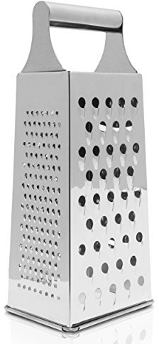 Vierkantreibe Edelstahl mit 4 Reibeflächen und Griff - Silbern ca. 22 x 9 x 7 cm - Universalreibe für Obst und Gemüse