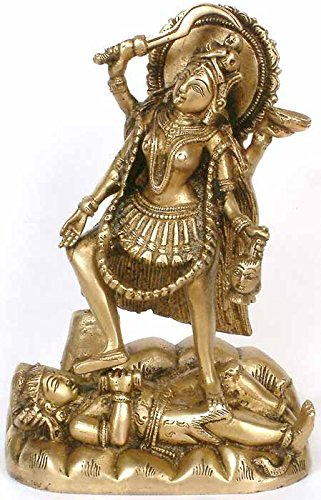 Exotic India Göttin Kali Statue, Messing, Messing Natur, 5,4 x 3 x 7,5 cm