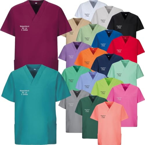 Nashville print factory Bestickter Pflege Kasack Unisex XS–7XL | Personalisierter Arzt & Pflege Kasack mit Namen | Medizin Schlupfkasack Praxis Klinik