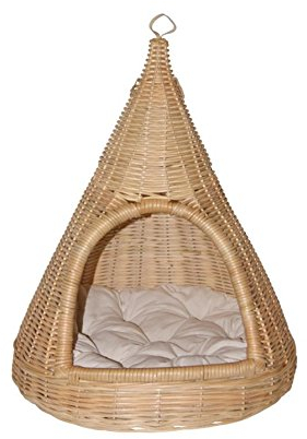 Lycce Katzenhöhle mit weichem Kissen Rattan für Katzen und kleine Hunde