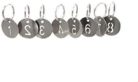 NanTun 304 Stainless Steel Key Tags with Ring 20 pcs, 25mm Hollowed Number ID Tags Key Chain, Numbered Key Rings - 1 to 20