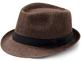 BABEYOND Strohhut Fedora für Herren Panama Trilby Hut Kurze Krempe Sommer Sonnenhut Sonnenmütze, A-braun, Einheitsgröße
