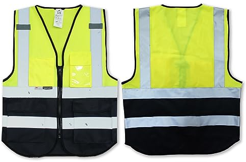 Salzmann Warnweste, 3 m, Warnweste, für Handy, Ausweis, Tasche, Warnweste, reflektierendes Band, Gelb / Marineblau