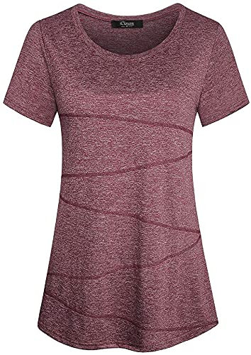 iClosam Womens Gym Tops Short Sleeve Yoga T Shirt for Women Running Athletic Clothes Wear Casual Tunic Workout Top Red