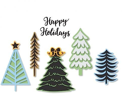 Sizzix Framelits Die Set 663684, Winter Trees by Jordan Caderao, 9 Pack, Multi Colour, One Size