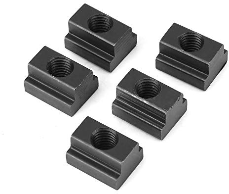 5pz Dadi a T M10 per scanalatura a T in Acciaio con Finitura in Ossido Nero per Tavoli Macchine Utensili(M10)