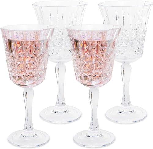 BELLAFORTE,Copa de vino transparente, 10 onzas, juego de 4 vasos irrompibles Tritan Mrytle Beach,Vidrio irrompible para uso en interiores y exteriores, sin BPA