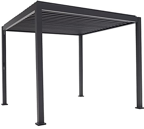 Mirador Basic Pavillon 3 x 3 m Wasserdicht - Pergola mit Lamellendach - Aluminium/Stahl Terrassenüberdachung - Schwarz - 88MM