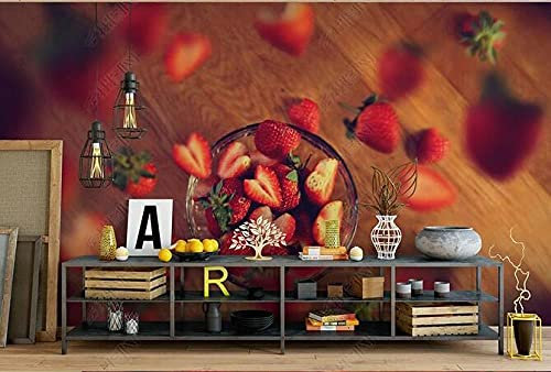 Fototapete 3D Tapete Wandbild Essen Erdbeere Obst Hintergrund Wandaufkleber Wallpaper-430Cmx300Cm