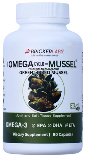 Bricker Labs Omega Cyclo - Mussel Joint Health Supplement, Premium New Zealand Green Lipped Mussel, Full Spectrum Omega Joint Supplements for Joint Health and Comfort, 90 Capsules