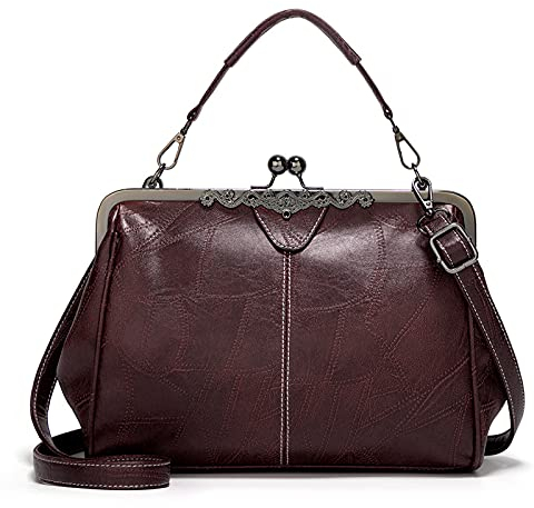 FANDARE Handtaschen Damen Schultertasche Umhängetasche Handy Bag für Frauen PU Leder Wasserdicht Schultertasche Crossbody Messenger Bag Shopper Arbeitstasche Snaps Haspe Kaffeebraun