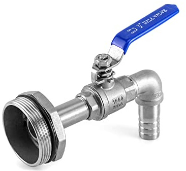 QWORK Rubinetto a tamburo, 2 in acciaio inox Barrel rubinetto con guarnizione EPDM e 90 gradi 3/4 uscita per 55 galloni tamburo
