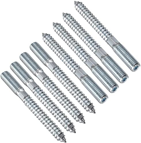 TERF® M10 (10 mm) x 80 mm Holz- auf Metall, Schraubdübel, Doppelkopfbolzen, Dübel für Holzbearbeitung, Verbindung, Möbelbeine, professionelle Tischler, Heimwerker- und Bastelprojekte, 8 Stück
