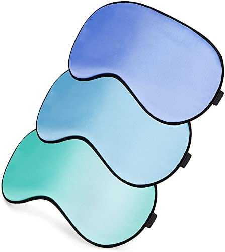 Schlafmaske, superweiche Augenmasken mit verstellbarem Riemen, leichte, bequeme Augenbinde, perfekte Lichtblockierung für Männer und Frauen (Hellgrün, Frisches Blau, Himmelblau)