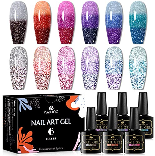 Gel Nagellack Kit Gel Nagellack Set High Shine UV Nagellack für Frauen DIY Geschenke für Maniküre Liebhaber (Blau, 6pcs)