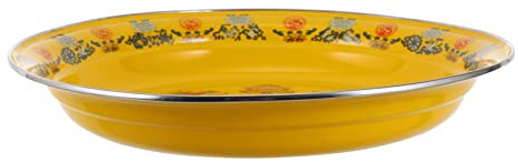 Cabilock Enamel Plate Fruit Key Platters Retro Enamel Dishes Vintage Ware Tray Household Food Plates Serving Style Decorated Kitchen for Retro Ware with Yellow