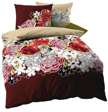 Kaeppel Linon/Renforcé Bettwäsche 135x200cm 2 TLG. Dolce Vita Bordeaux Creme Braun