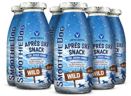 SmoothieDog Winter-Edition 6X WILD - APRÈS SKI Snack für Hunde - Limited Edition - Hundesmoothie, je 250ml, Zucker- und Glutenfrei, Flüssignahrung für Hunde, viele Anwendungsmöglichkeiten