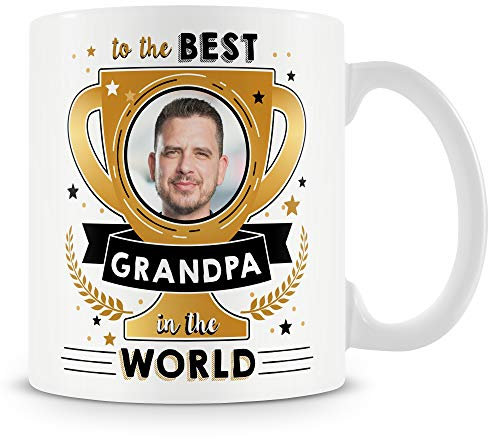 YINGD Taza con foto de regalo para el abuelo – al mejor abuelo del mundo