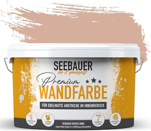 SEEBAUER diy Wandfarbe Braun 2,5L für Innen (No. 605 Chestnut Tree) Edelmatte hellbraune Innenfarbe - Brauntöne sehr hohe Deckkraft - Matt, Abwaschbar und Tropffrei