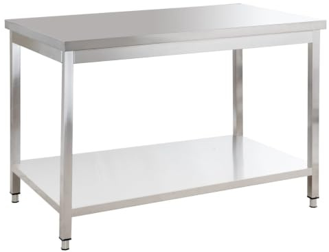 GastroHero Edelstahl Arbeitstisch I Arbeitstisch 100x60 cm mit Grundboden I ohne Aufkantung I Edelstahltisch für Gastronomie I Gasto Tisch AISI 201 (1400 x 600 x 850 mm, ohne Aufkantung)
