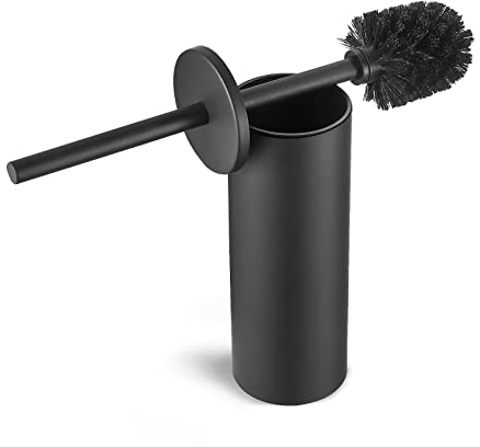 Farcetor WC-Bürste und Behälter Stand Klobürste mit Längere Griff,Toilettenbürste Klobürste und Halter Schwarz Stehend