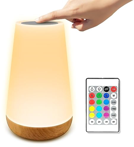 Hyted Nachttischlampe Nachtlicht Touch Dimmbar mit Speicherfunktion, LED Tischlampe mit 13 Farben & 5 Helligkeitsstufen, USB C Aufladbar Atmosphäre Nachtlampe für Schlafzimmer,Kinderzimmer