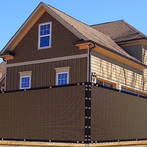 4' x 50' Heavy Duty Privacy Screen Fence, 90% Blockage Brown Mesh Shade Net Cover with Brass Grommets for Garden, Yard, Wall, Backyard, Chain Link Fence - Includes 75 Zip Ties (4' x 50', Brown)