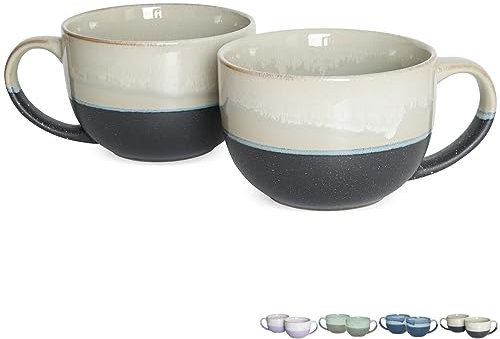 Bosmarlin Extra Large Ceramic Coffee Mug, 23 Oz, Microwave and Dishwasher Safe, Big Oversized Tea Cup for Office and Home, Reactive Glaze (Grey)