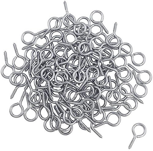 Heuskay Lot de 200 petites vis à œil de 14 mm - Crochets à vis autotaraudeuses - Pour la fabrication de bijoux, le bricolage, l'artisanat du bois