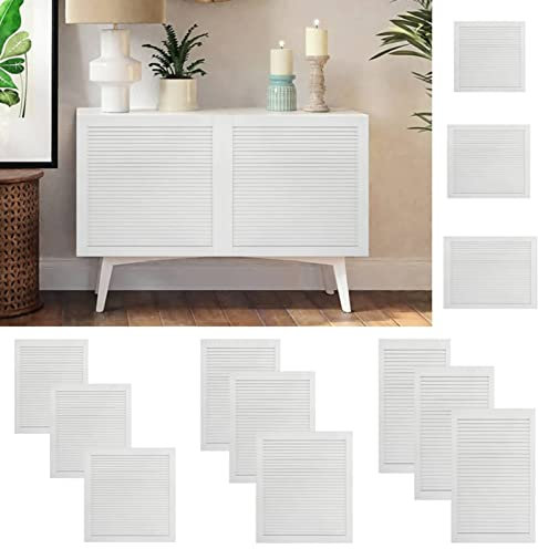 Homgoday Puertas de Armario de Madera con Diseño de Lamas - 4 Piezas, Estabilidad y Durabilidad, Decoración y Ventilación, Adecuadas para Cocina y Baño