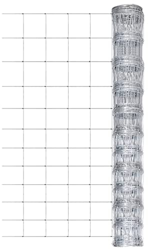 GuyAna Gartenzaun Verzinkter Stahl 50 m 150 cm Silbern Gartenzaun Maschendrahtzaun Set Garden Fencing Gartenzaun Komplettset Zaun Draht Rolle