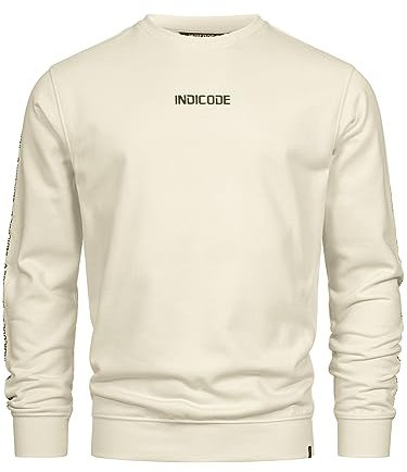 Indicode Herren INKorbin Sweatshirt mit RIPP-Bündchen und Rundhals-Ausschnitt | Sweater aus Baumwoll-Mix White Asparagus, L
