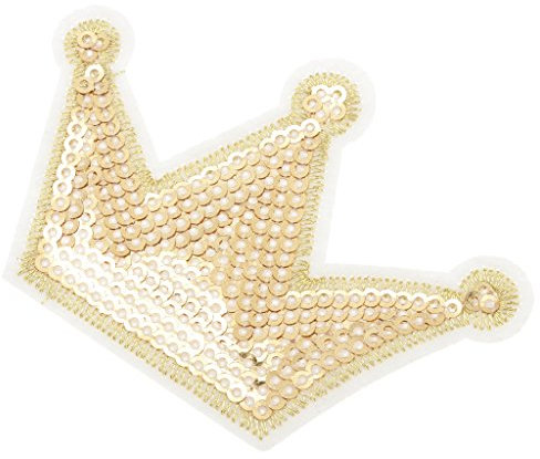 6 Stück Stoff Krone Applikation Pailletten Nähen Kleidung Tasche Stickerei Patches Gold