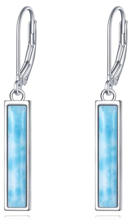 YFN Larimar Bar Ohrringe für Frauen Sterling Silber Leverback Ohrringe Larimar-Schmuck Geschenk für Mädchen (blue)