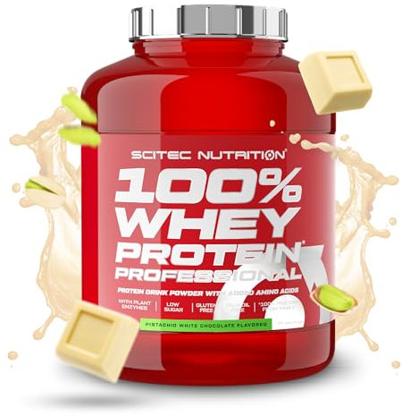 Scitec Nutrition 100% Whey Protein Professional - Potenziato con aminoacidi extra ed enzimi digestivi - Senza glutine - Senza olio di palma, 2.35 kg, Pistacchio Cioccolato bianco