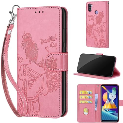Handyhülle für Samsung Galaxy M11 / A11 Hülle, Rosa | Stoßfeste Flip Schutzhülle, Kartenfächer, Standfunktion,Magnetisch, Kunstleder, Klappbar Brieftasche