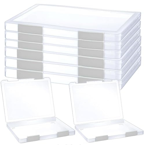 LonlyEagle 6 Pcs Clear A4 File Portable Project Case, Plastic Storage Box for 8.5 x 11 Letter Paper, Scrapbook Paper Storage Boxes Documents Magazines Holder
