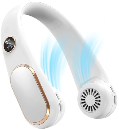 Koonie Ventilateur de cou rechargeable à 5 vitesses, ventilateur personnel portable, mains libres, ventilateur portable à piles réglable, design d'écran, ventilateur de refroidissement pour voyage,