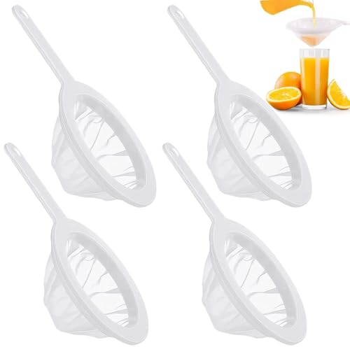 Sieb Fein, 4 Stück Feines Sieb Mit Griff Ultrafeines Trichterfilte 100/200/300/400 Wiederverwendbar Mesh Haarsieb Haushaltssieb Handsieb Küchensieb für Saft Milch Kaffee Suppe