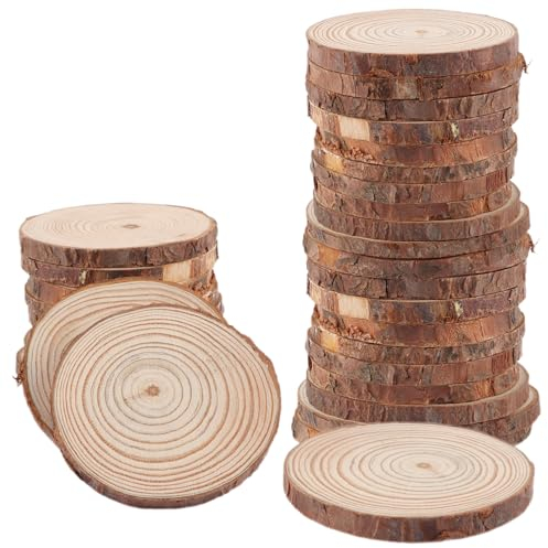 YAYODS 50 Stück Holzscheibe 6-7cm Durchmesser - Holzscheiben zum Basteln - Kleine Baumscheiben - Runde Deko Holzscheiben Klein für DIY Rustikale Kerzenständer, Dicke 0,5 cm