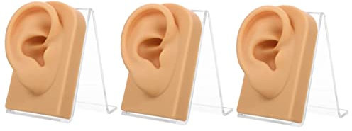 minkissy 3 Sets Professional Earring Holder Display Accessory Fake Ear for Piercing Practice Ideal for Retail Training