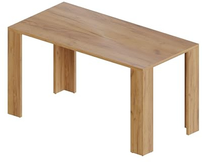 POKAR Mesa de Comedor, Salón y Escritorio - Cocina Con Patas y Tablero de 2,5 cm - Roble Artesanal Dorado, 140 x 70 x 75 cm